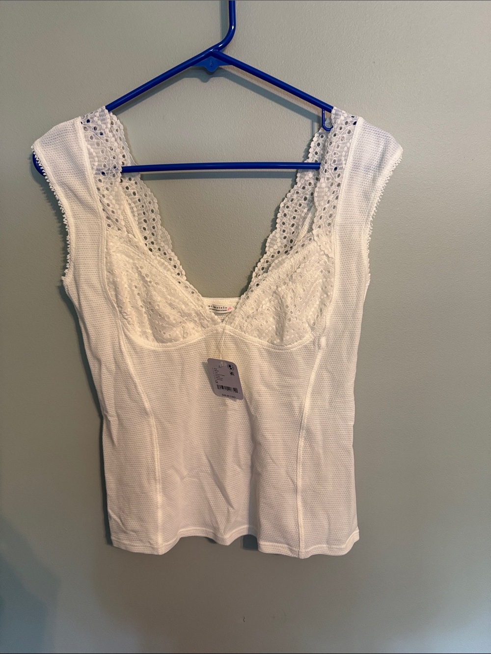 White Lace Trim Tank Top